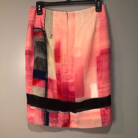 White House Black Market Pencil Pink Color Block Knee Length Lined Skirt NWT - Picture 2 of 15